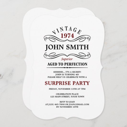 leeftijd tot perfecte zondag uitnodigen kaart (Voorkant / Achterkant)