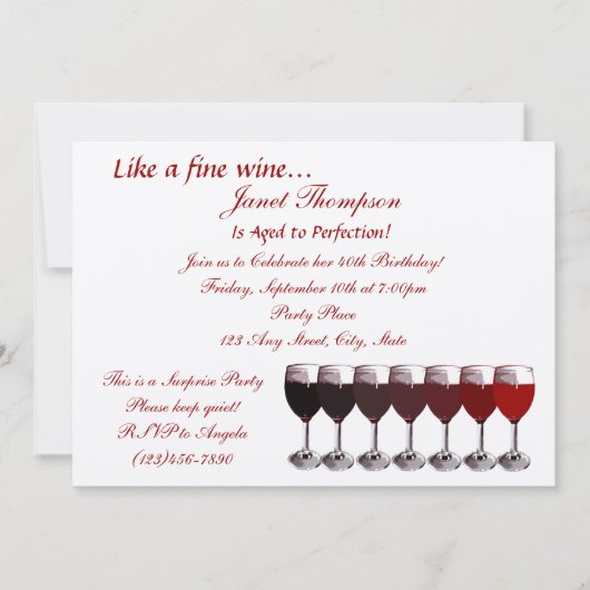 Leeftijd tot perfectie / verjaardagsuitnodiging kaart (Voorkant)