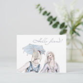 Leeftijd van Jane Austen Regency Hallo Friend Brie Briefkaart (Staand voorkant)