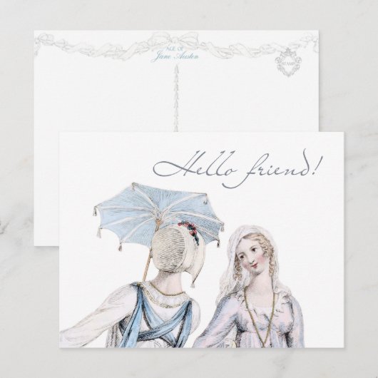Leeftijd van Jane Austen Regency Hallo Friend Brie Briefkaart (Voorkant / Achterkant)