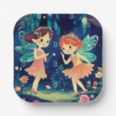 Leeftijd verjaardag betoverde bos feeën blauw papieren bordje (Voorkant)