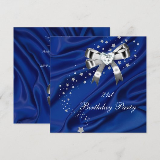 Leeftijd Verjaardagsfeest Blauw Zilver Kaart (Voorkant / Achterkant)