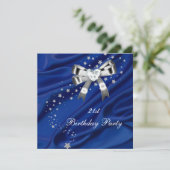 Leeftijd Verjaardagsfeest Blauw Zilver Kaart (Staand voorkant)
