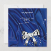 Leeftijd Verjaardagsfeest Blauw Zilver Kaart (Achterkant)