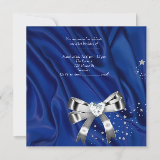 Leeftijd Verjaardagsfeest Blauw Zilver Kaart (Achterkant)