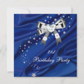 Leeftijd Verjaardagsfeest Blauw Zilver Kaart (Voorkant)