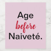 Leeftijd voor Naivete in roze Wijn Etiket (Enkel label)