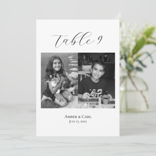 Leeftijdfoto's Huwelijk Tafelkaartnummers  Programmakaart (Staand voorkant)