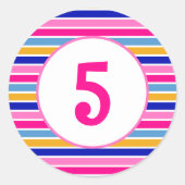 Leeftijdsnummer: kleurrijke streep Patroon Vivid Ronde Sticker (Voorkant)