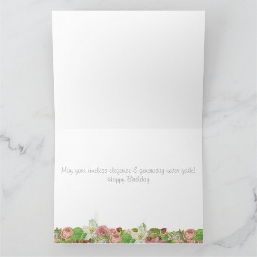 Leeftijdsspecifieke Verjaardag Vrouwelijke Bloemen Kaart (Binnen)