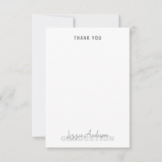 Leeg B/W gepersonaliseerd Afstuderen dank u Bedankkaart (Voorkant)