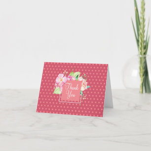 Leeg Binnen Bedankt Roze Stippen & Koraal Bloem Kaart