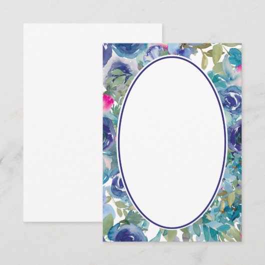 Leeg budget Blauw aquarel bloem bruiloft Kaart (Voorkant / Achterkant)