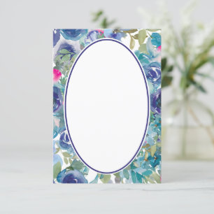 Leeg budget Blauw aquarel bloem bruiloft Kaart