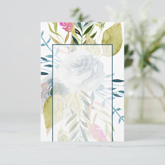 Leeg budget Blauw aquarel bloem bruiloft  Kaart (Staand voorkant)