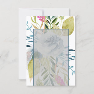 Leeg budget Blauw aquarel bloem bruiloft Kaart