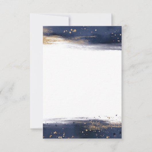Leeg budget blauw en gouden penseelstreken bruilof kaart (Voorkant)