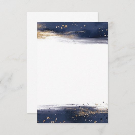 Leeg budget blauw en gouden penseelstreken bruilof kaart (Voorkant / Achterkant)