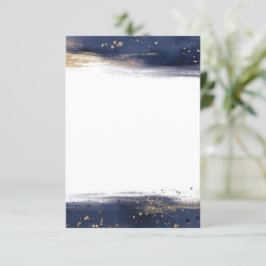 Leeg budget blauw en gouden penseelstreken bruilof kaart