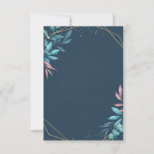 Leeg budget blauw en roze botanisch bruiloft  kaart (Voorkant)