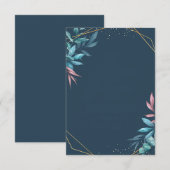 Leeg budget blauw en roze botanisch bruiloft  kaart (Voorkant / Achterkant)