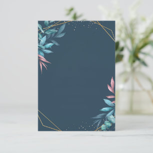 Leeg budget blauw en roze botanisch huwelijk  kaart