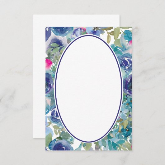 Leeg budget Blauwe aquarel bloem bruiloft Kaart (Voorkant / Achterkant)