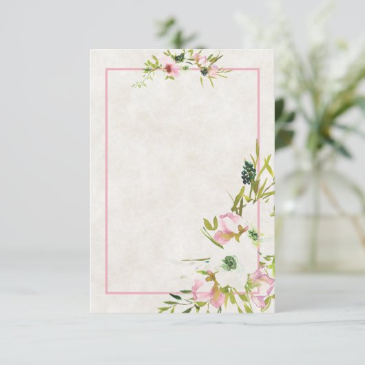 Leeg budget Blush en witte bloemen bruiloft Uitnod Kaart (Staand voorkant)