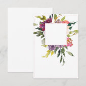 Leeg budget bordeauxrood en paarse bloemige bruilo kaart (Voorkant / Achterkant)