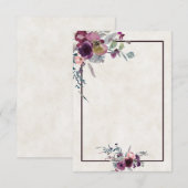 Leeg budget Bourgondië en roze bloem bruiloft uitn Kaart (Voorkant / Achterkant)