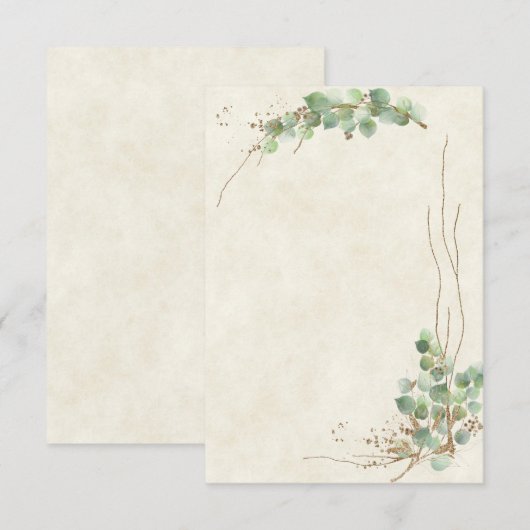 Leeg budget Eucalyptus en gouden bruiloft Kaart (Voorkant / Achterkant)