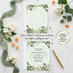 Leeg budget Eucalyptus goud en vogel bruiloft  Kaart