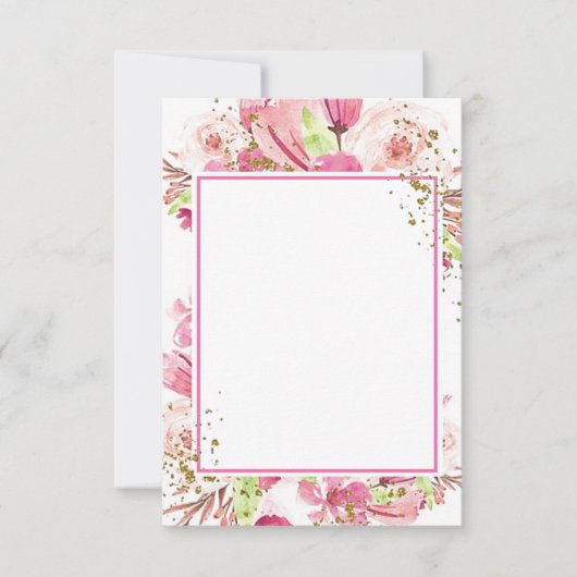 Leeg budget Fantastische roze bloemen bruiloft Uit Kaart (Voorkant)