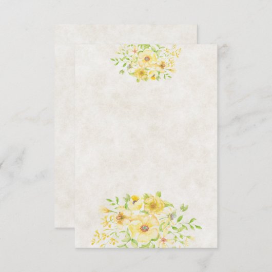 Leeg budget Geel waterverf bloem bruiloft  Kaart (Voorkant / Achterkant)
