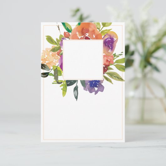 Leeg budget Oranje en paarse bloem bruiloft  Kaart (Staand voorkant)