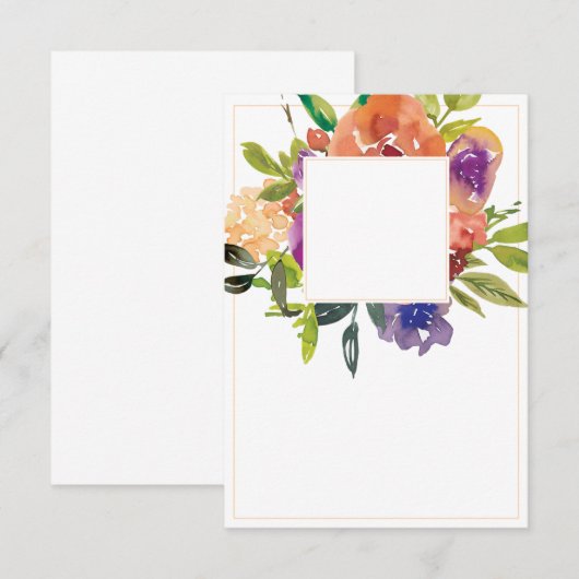 Leeg budget Oranje en paarse bloem bruiloft  Kaart (Voorkant / Achterkant)