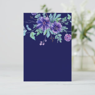 Leeg budget Paars en blauw bloemend wedding  Kaart