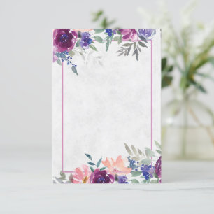 Leeg budget Paars en oranje bloemen bruiloft  Uitn Kaart