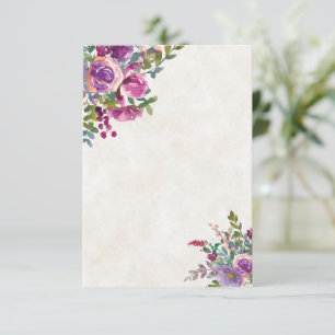 Leeg budget Paars en roze Aubergine bruiloft  Kaart