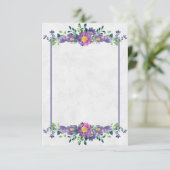 Leeg budget paarse bloemenframe bruiloft  kaart (Staand voorkant)