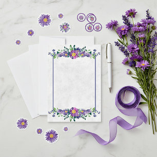 Leeg budget paarse bloemenframe bruiloft  kaart