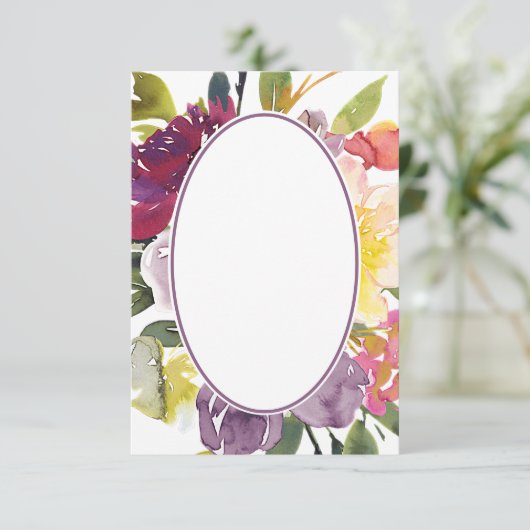 Leeg budget Paarse en gele bloem bruiloft     Kaart (Staand voorkant)