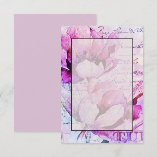 Leeg budget paarse tulpen bruiloft  kaart (Voorkant / Achterkant)