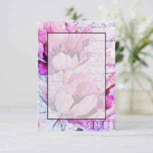 Leeg budget paarse tulpen bruiloft kaart