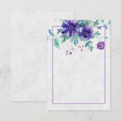 Leeg budget paarse waterverf bloem bruiloft   In Kaart (Voorkant / Achterkant)