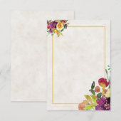 Leeg budget rood en geel bloemend bruilofts-  kaart (Voorkant / Achterkant)