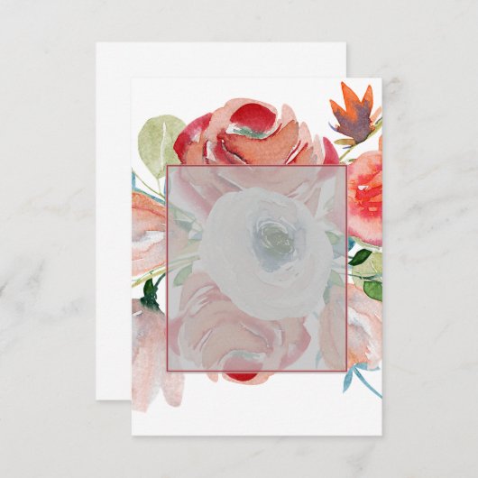 Leeg budget rood en roze bloem bruiloft  kaart (Voorkant / Achterkant)