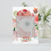 Leeg budget rood en roze bloem bruiloft  kaart (Staand voorkant)