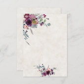 Leeg budget rood-wijn en roze bloemen bruiloft  kaart (Voorkant / Achterkant)