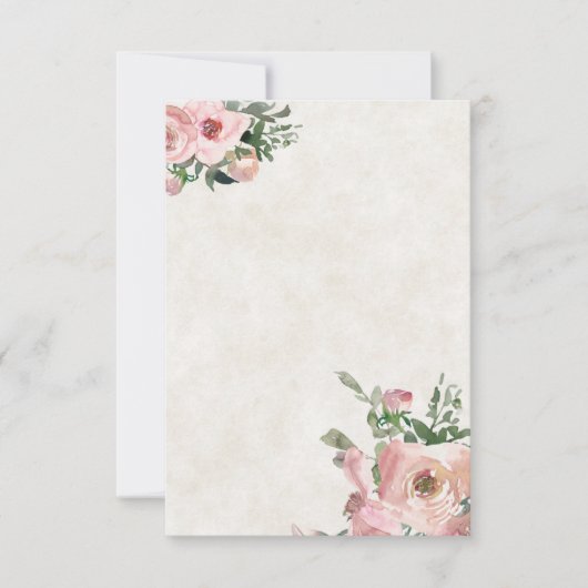 Leeg budget Roze aquarel bloemen bruiloft Kaart (Voorkant)